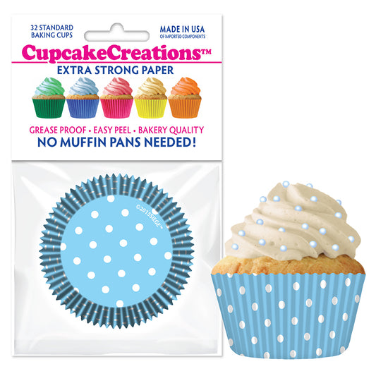 9066 Cupcake Creations Light Blue Polka Dots Baking Cups