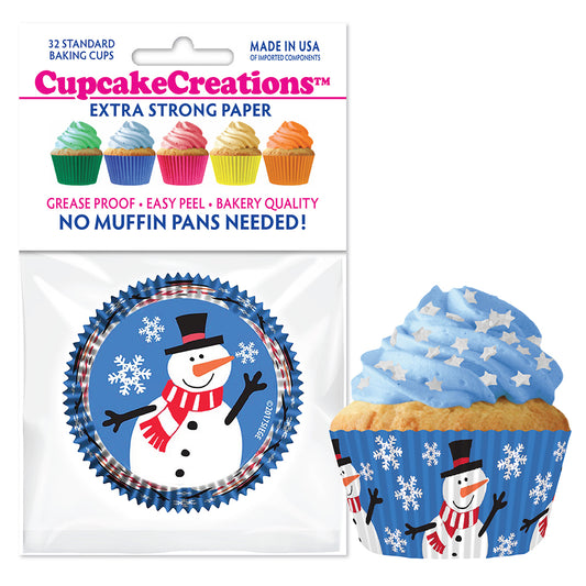 8825 Cupcake Creations Blue Snowman Baking Cups