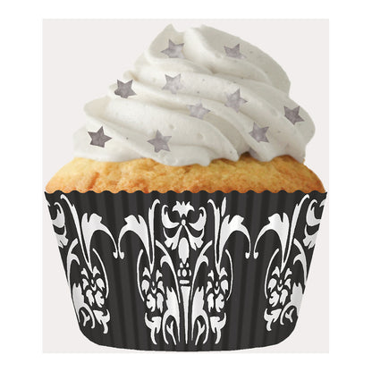 8959 Cupcake Creations Black Damask Baking Cups