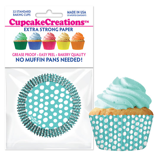 8991 Cupcake Creations Caribbean Blue Dots Baking Cups