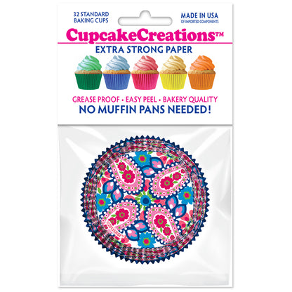 9044 Cupcake Creations Pink Paisley Baking Cups