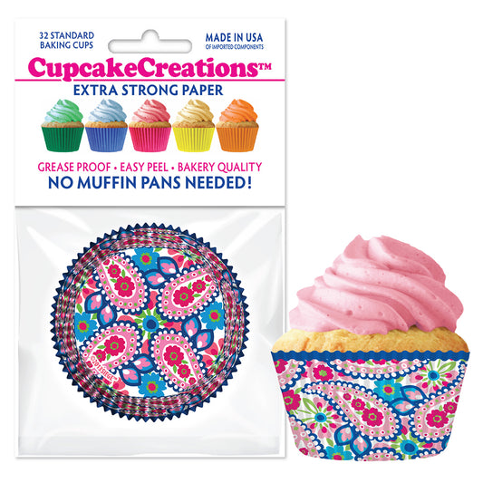 9044 Cupcake Creations Pink Paisley Baking Cups