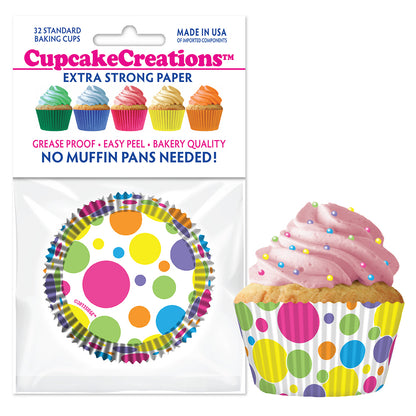 9046 Cupcake Creations Rainbow Dots Baking Cups