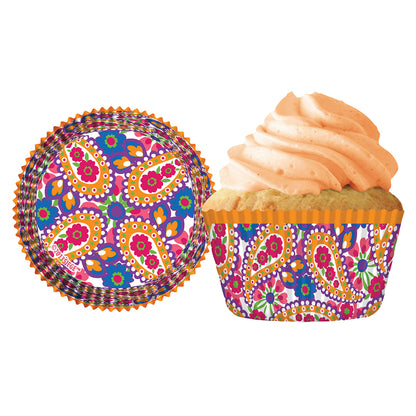 9051 Cupcake Creations Tangerine Paisley Baking Cups