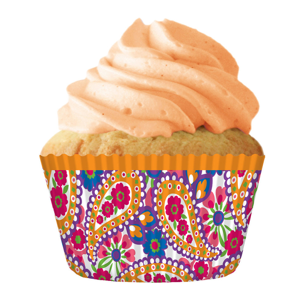 9051 Cupcake Creations Tangerine Paisley Baking Cups