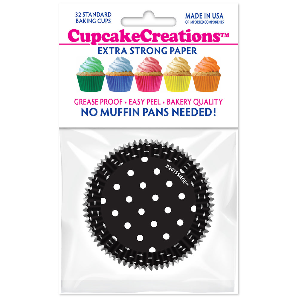 9062 Cupcake Creations Black Polka Dots Baking Cups