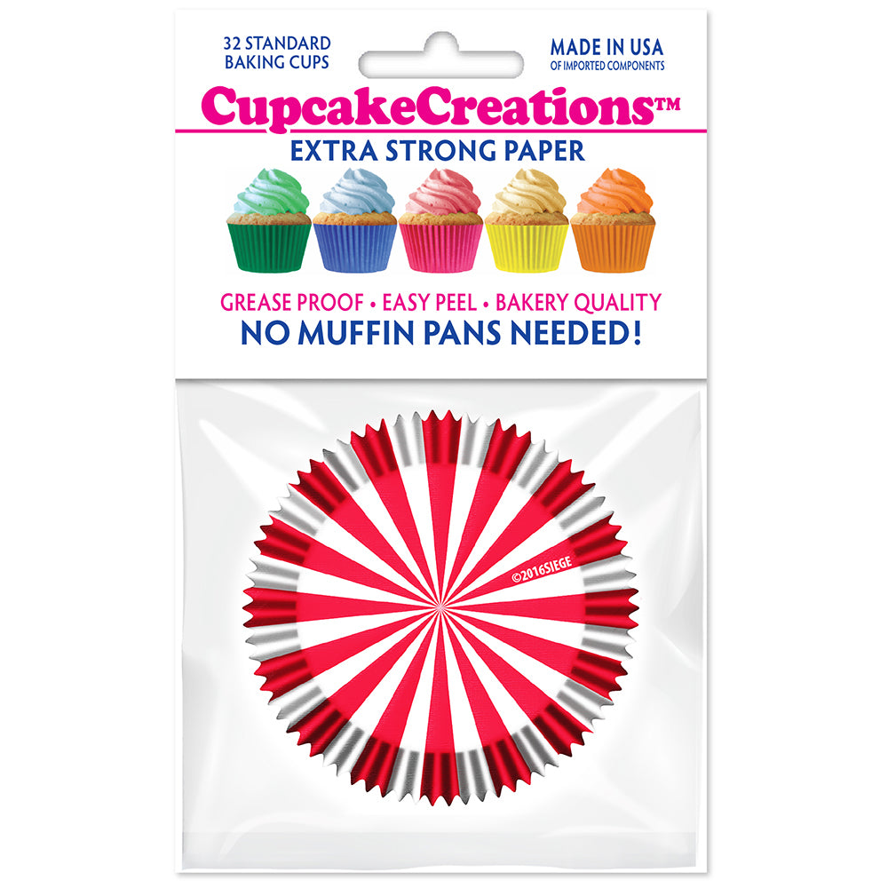 9063 Cupcake Creations Red Circus Stripes Baking Cups