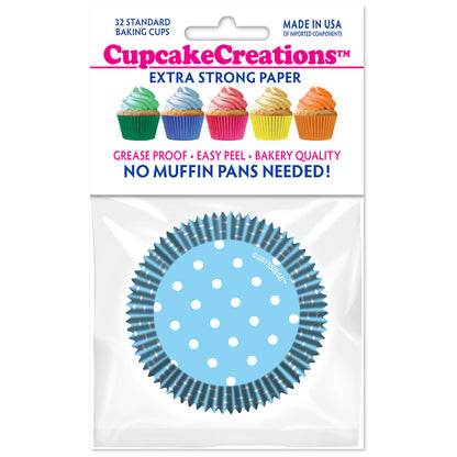 9066 Cupcake Creations Light Blue Polka Dots Baking Cups