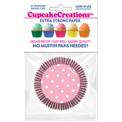 9067 Cupcake Creations Light Pink Polka Dots Baking Cups