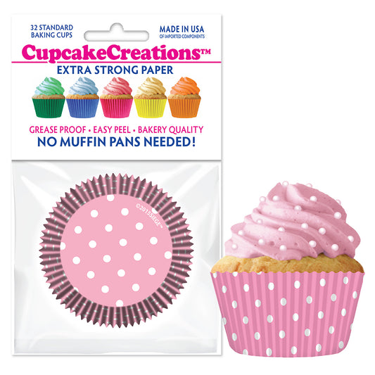 9067 Cupcake Creations Light Pink Polka Dots Baking Cups