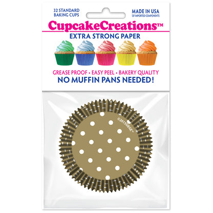 9068 Cupcake Creations Gold Polka Dots Baking Cups