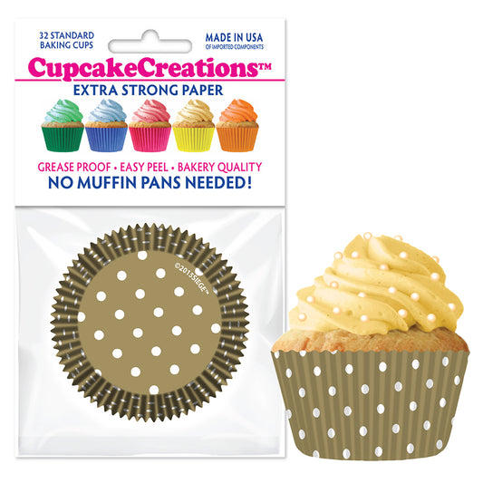 9068 Cupcake Creations Gold Polka Dots Baking Cups