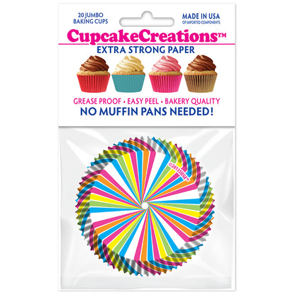 9110 Cupcake Creations Jumbo Rainbow Swirl Baking Cups