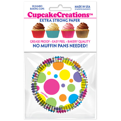 9111 Cupcake Creations Jumbo Rainbow Dots Baking Cups