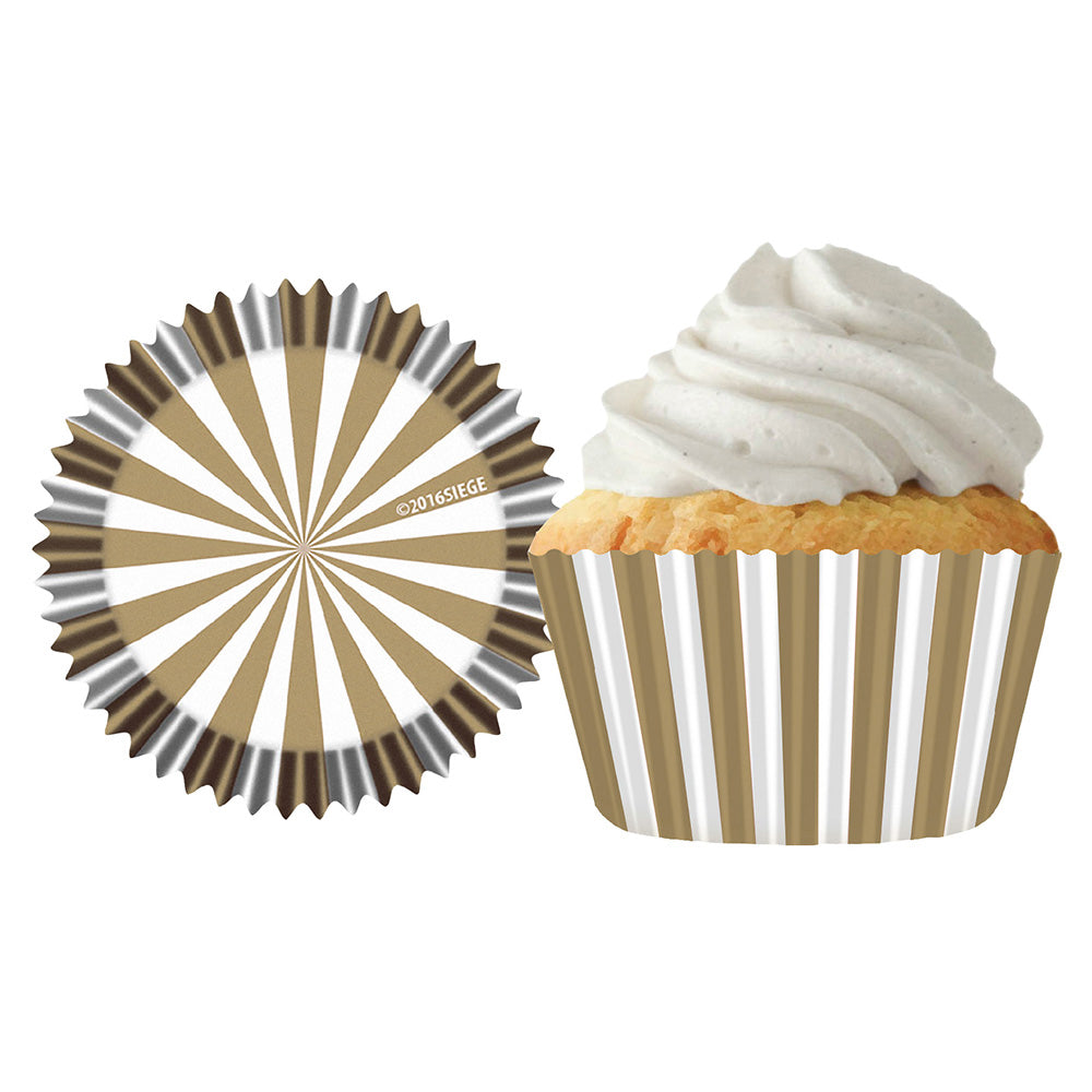 9126 Cupcake Creations Gold Stripes Baking Cups