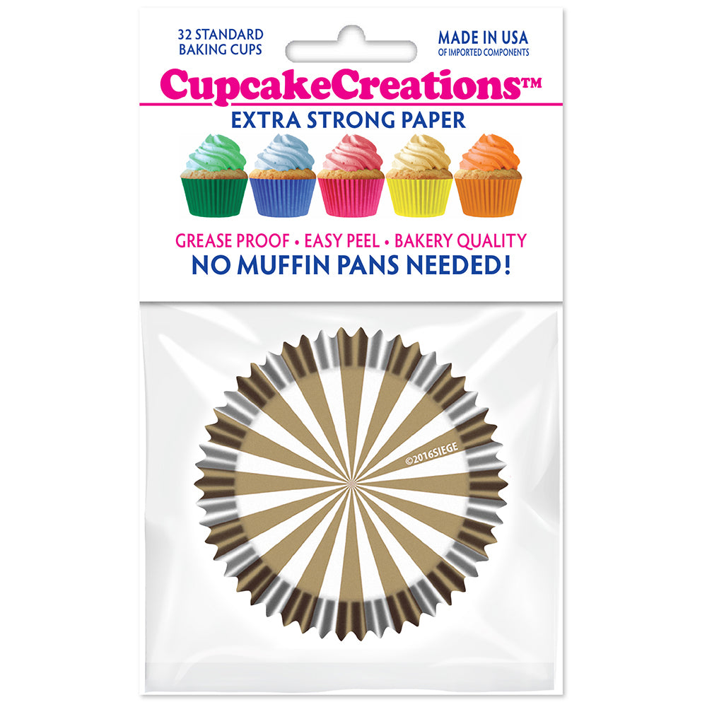 9126 Cupcake Creations Gold Stripes Baking Cups