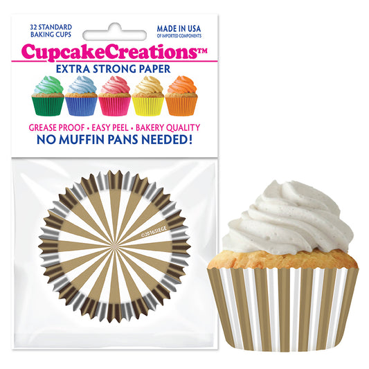 9126 Cupcake Creations Gold Stripes Baking Cups