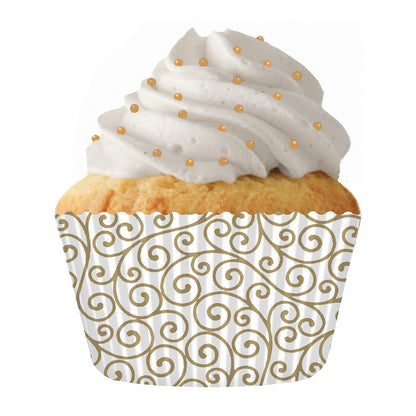 9176 Cupcake Creations Gold Scroll Baking Cups