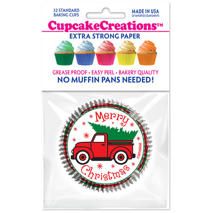 9192 Cupcake Creations Red Truck & Tree Baking Cups