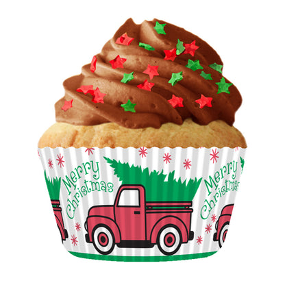 9192 Cupcake Creations Red Truck & Tree Baking Cups