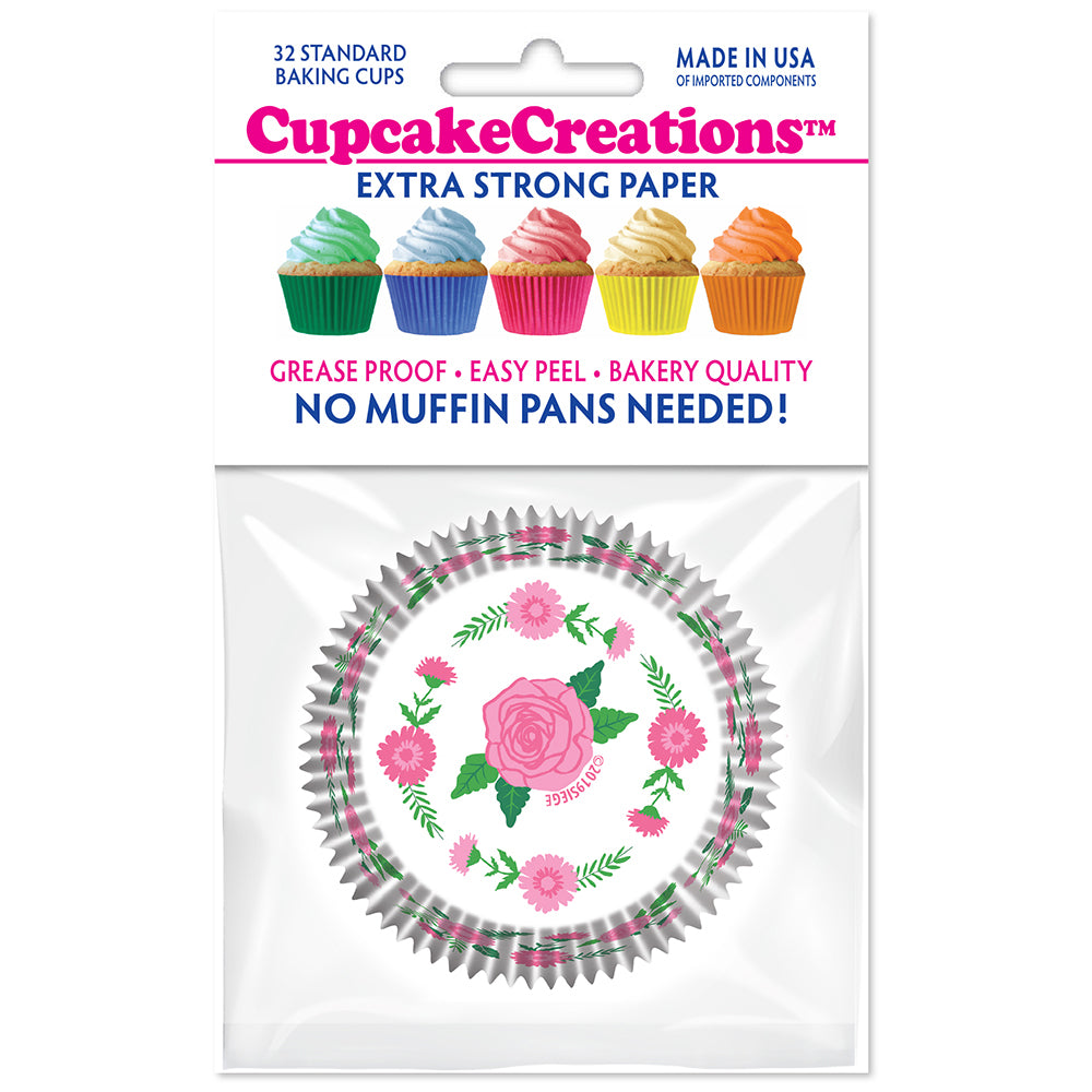 9196 Cupcake Creations Pink Flowers Baking Cups