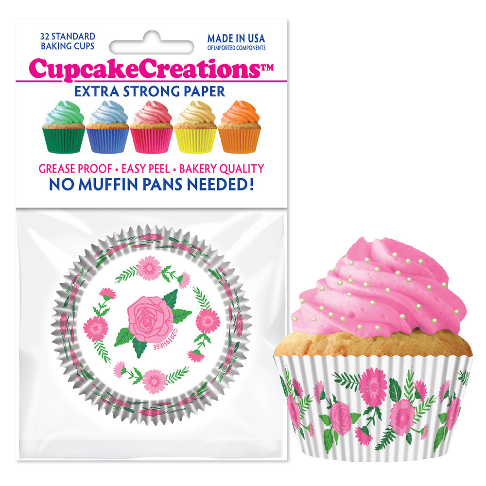 9196 Cupcake Creations Pink Flowers Baking Cups