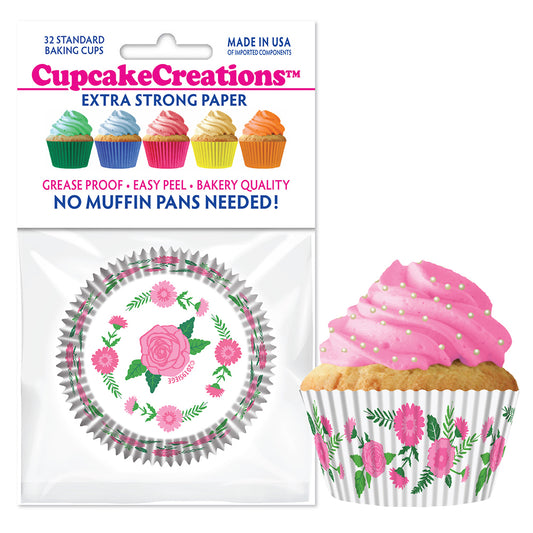 9196 Cupcake Creations Pink Flowers Baking Cups