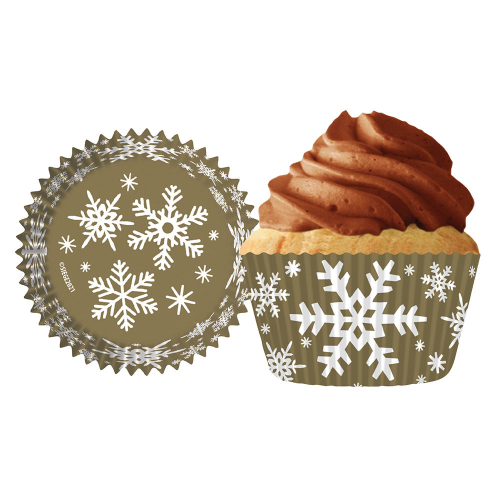 9244 Cupcake Creations Gold Snowflake Baking Cups