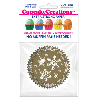 9244 Cupcake Creations Gold Snowflake Baking Cups