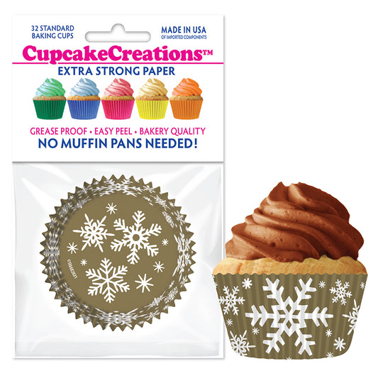 9244 Cupcake Creations Gold Snowflake Baking Cups