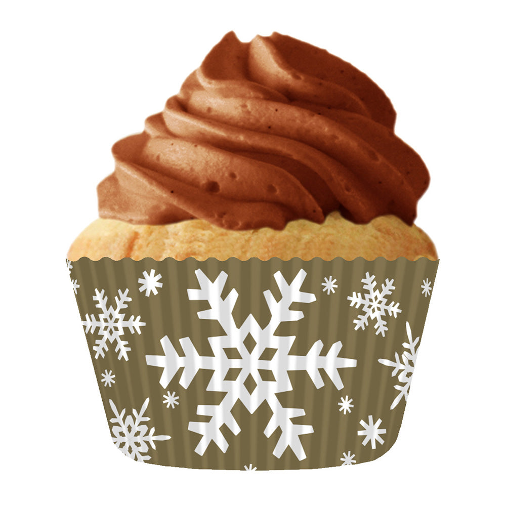 9244 Cupcake Creations Gold Snowflake Baking Cups