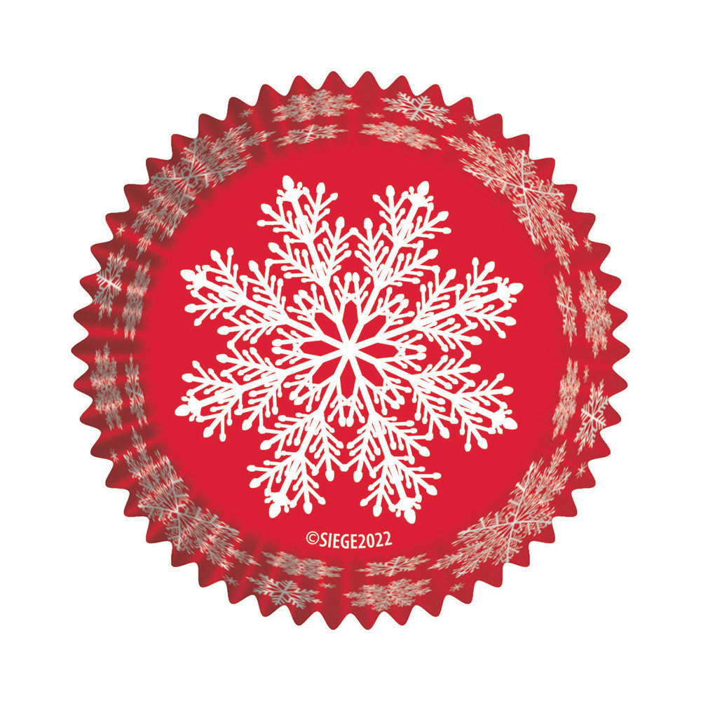 9255 Cupcake Creations Red with White Snowflakes Baking Cups