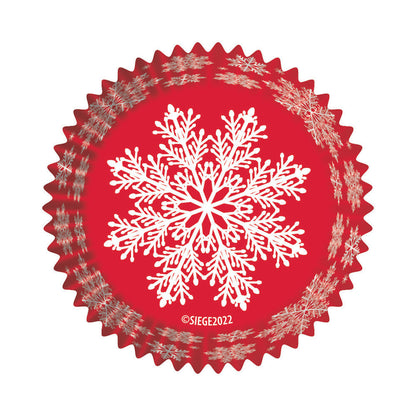 9255 Cupcake Creations Red with White Snowflakes Baking Cups